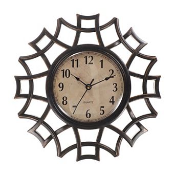 10 Inch Outdoor Wall Clock, Waterproof Garden Clock, Floral Lace, Battery Operated, Silent Movement