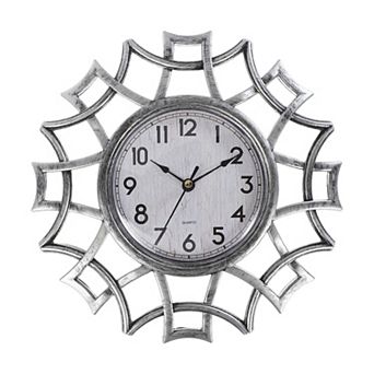 10 Inch Outdoor Wall Clock, Waterproof Garden Clock, Floral Lace, Battery Operated, Silent Movement