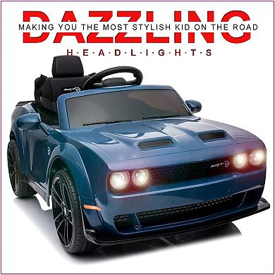 Dodge Challenger Kids' Electric Car, 12V Ride-On with Remote, Bluetooth & LED Lights