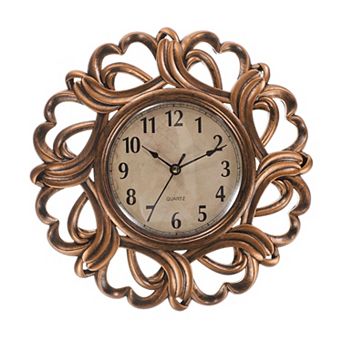 10" Outdoor Wall Clock, Waterproof Garden Clock, Heart Lace, Battery Operated Silent Quartz Movement