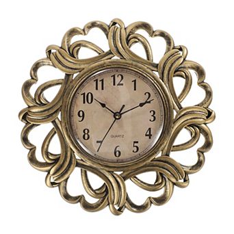 10" Outdoor Wall Clock, Waterproof Garden Clock, Heart Lace, Battery Operated Silent Quartz Movement