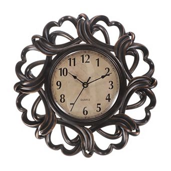 10" Outdoor Wall Clock, Waterproof Garden Clock, Heart Lace, Battery Operated Silent Quartz Movement