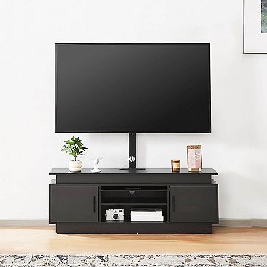 60" TV Stand with Mount and LED Lights, Power Outlet Media Console for TVs up to 75 in