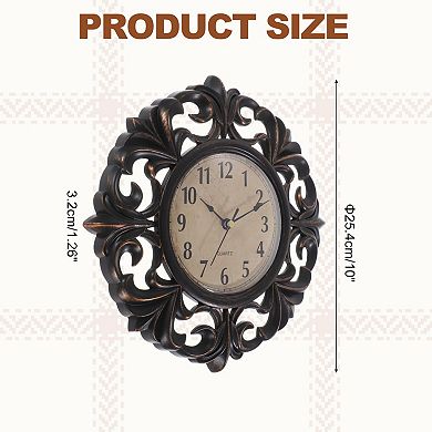 10" Outdoor Wall Clock, Waterproof Garden Clock, Retro Lace, Battery Operated Silent Quartz Movement