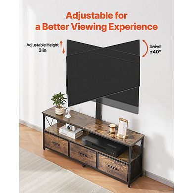 Height Adjustable 50" TV Console with Mount, LED Lights, Drawers, and Charging Station