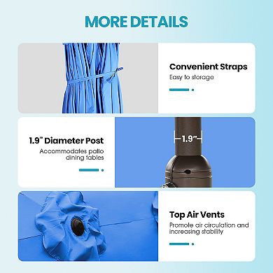 Aoodor Double Sided Patio Umbrella Easy Hand Crank Market Umbrella with Base