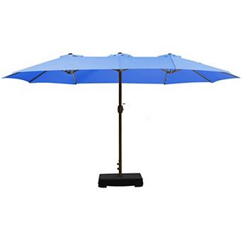 Aoodor Double Sided Patio Umbrella Easy Hand Crank Market Umbrella with Base