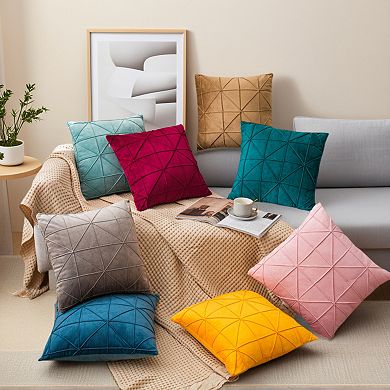 Luxury 3D Diamond Velvet Throw Pillow Covers 2Pcs Geometric Soft Decorative Cushion Case 18X18 Inch