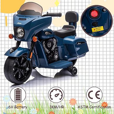 Kids 6V Electric Motorcycle - Bluetooth, LED Lights, Music, All-Terrain Ride-On Toy