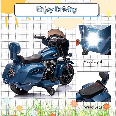 Kids 6V Electric Motorcycle - Bluetooth, LED Lights, Music, All-Terrain Ride-On Toy