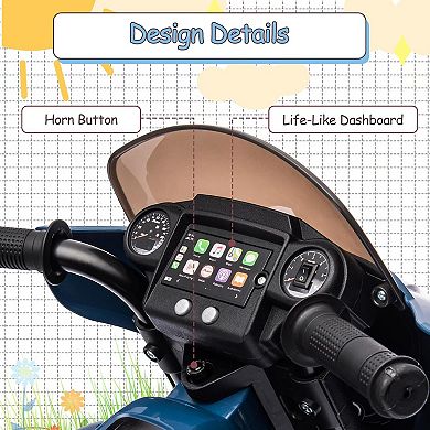 Kids 6V Electric Motorcycle - Bluetooth, LED Lights, Music, All-Terrain Ride-On Toy