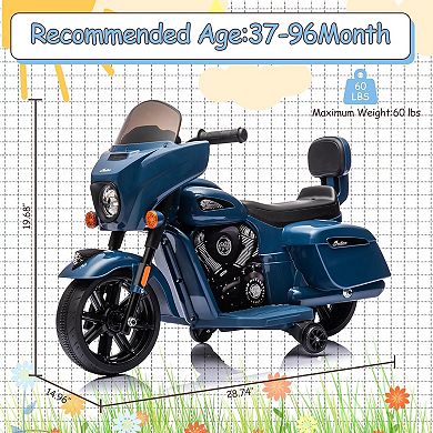 Kids 6V Electric Motorcycle - Bluetooth, LED Lights, Music, All-Terrain Ride-On Toy