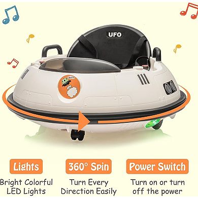 12V Kids Bumper Car with Remote Control, 360 Spin & LED Lights for Toddlers 18+ Months