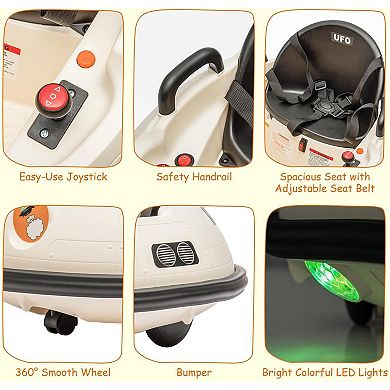 12V Kids Bumper Car with Remote Control, 360 Spin & LED Lights for Toddlers 18+ Months