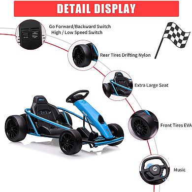 24V Kids Go Kart, Dual 300W Motors, 8.1MPH, 155 Lbs Capacity. Drifting Ride-On Toy for Ages 8-12.