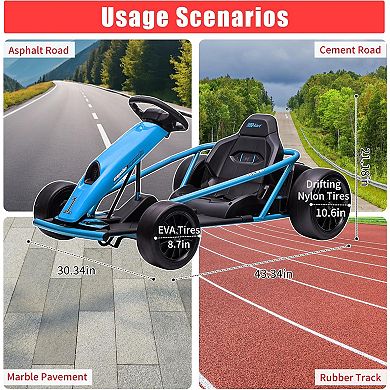 24V Kids Go Kart, Dual 300W Motors, 8.1MPH, 155 Lbs Capacity. Drifting Ride-On Toy for Ages 8-12.