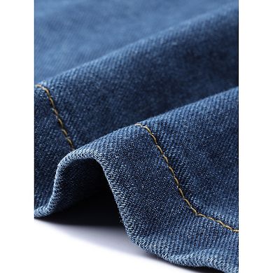 Women's Plus Size Denim Dresses Button Down Short Sleeve Summer Midi Denim Jean Shirt Dress