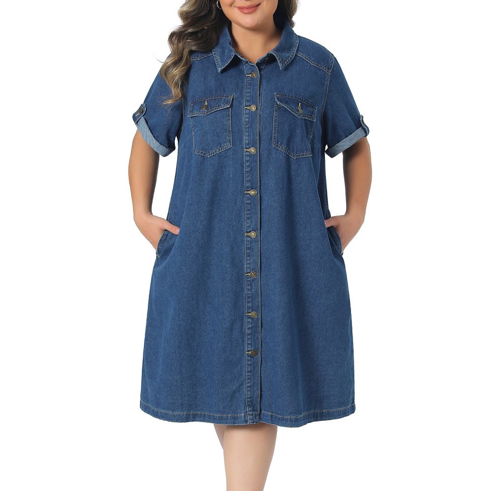 oversized denim shirt dress plus size LIMITED COLLECTION Plus Size Mid Blue Denim Shirt Dress
