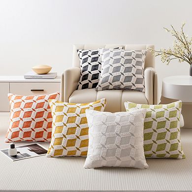 2Pcs Decorative Throw Pillow Covers Geometric Diamond Pattern Cushion Covers 18X18 Inch