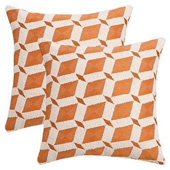 2 pc Decorative Throw Pillow Covers Geometric Diamond Pattern Cushion Covers 18X18 Inch