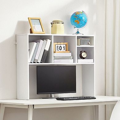 Desktop Bookshelf Hutch for 27-Inch Monitor, Home Office Storage Organizer