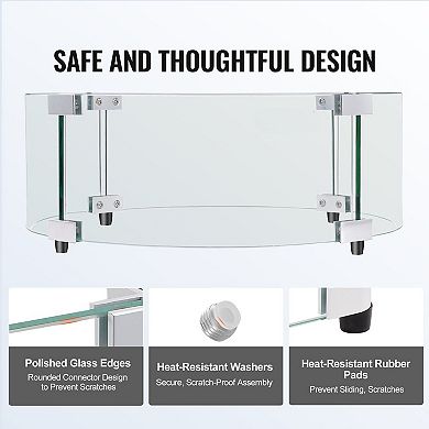 Clear Round Tempered Glass Wind Barrier for Outdoor Fire Pit Flames