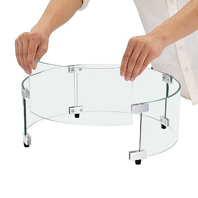 Clear Round Tempered Glass Wind Barrier for Outdoor Fire Pit Flames