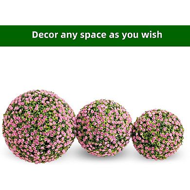 Artificial Rose Topiary Ball Set with Hanging Chains, UV Resistant for Indoor/Outdoor