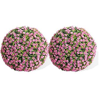 Artificial Rose Topiary Ball Set with Hanging Chains, UV Resistant for Indoor/Outdoor