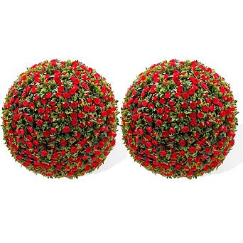 Artificial Rose Topiary Ball Set with Hanging Chains, UV Resistant for Indoor/Outdoor
