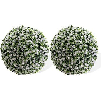 Artificial Rose Topiary Ball Set with Hanging Chains, UV Resistant for Indoor/Outdoor