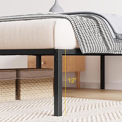 12" Full Metal Bed Frame with Under-Bed Storage, Heavy Duty Platform & Noise Free Assembly