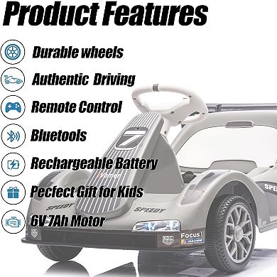 Remote Control 6V Kids Go Kart, 2MPH, ASTM Certified, with Music & Adjustable Belt