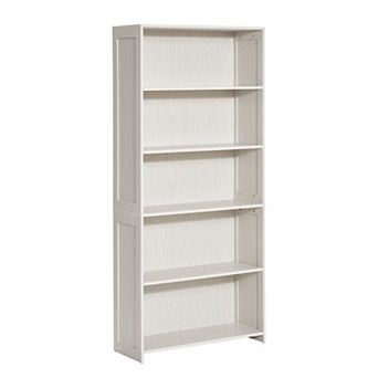 Large Shelf Bookcase with Open Display Shelves and Back Panel Support for Living Room - White