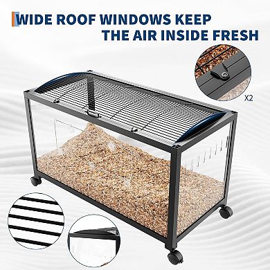 Large Metal Hamster Cage with Wheels & Dual Doors, Stackable Habitat for Small Animals