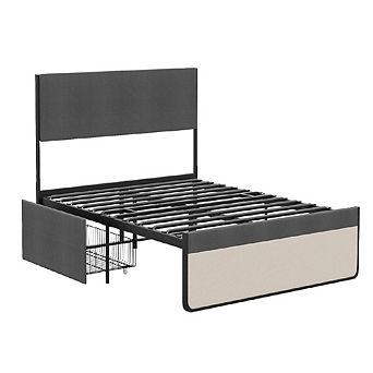 Storage Bed Frame with Drawers & Headboard, Metal Slats, Noise Free & Easy Assembly