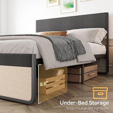 Storage Bed Frame with Drawers & Headboard, Metal Slats, Noise Free & Easy Assembly