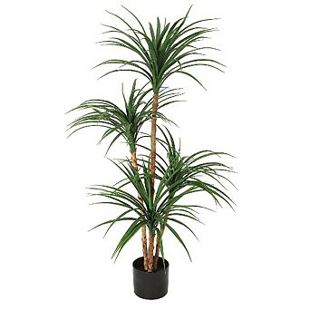 Artificial Dracaena Tree with Wood Trunk & Moss, Tall Faux Silk Plant for Home & Office