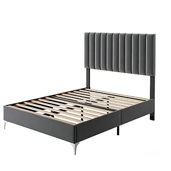 Upholstered Bed Frame with Adjustable Headboard, 4 Storage Drawers & Easy Assembly