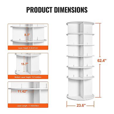 6-Tier 360° Rotating Shoe Rack Tower for Entryway or Closet White