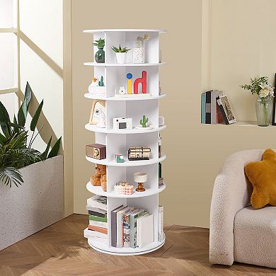 6-Tier 360° Rotating Shoe Rack Tower for Entryway or Closet White