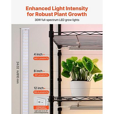 Indoor Plant Grow Shelf with 5 Full-Spectrum Light Bars and Adjustable Shelves