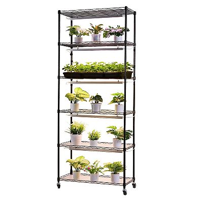 Indoor Plant Grow Shelf with 5 Full-Spectrum Light Bars and Adjustable Shelves