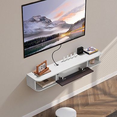 Modern Wall Mount TV Stand with Multi-Functional Storage and Floating Design