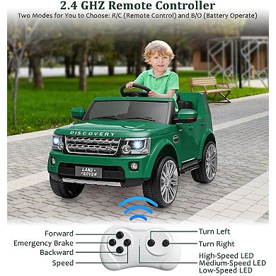 Land Rover Ride-On Car, 12V with Remote Control for Kids 3-8 Years Old