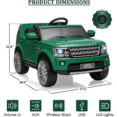 Land Rover Ride-On Car, 12V with Remote Control for Kids 3-8 Years Old
