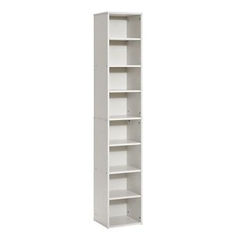 8 tier Corner Bookcase with Adjustable Shelves for Living Room or Bedroom - White