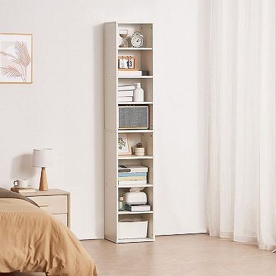 8-Tier Corner Bookcase with Adjustable Shelves for Living Room or Bedroom - White