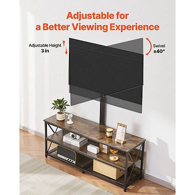 Modern 48" TV Console with Mount, 3-Tier Storage, and Built-In Charging Station