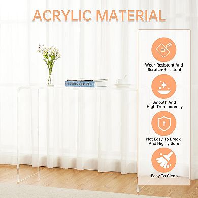 Modern Clear Acrylic Console Table, 38.2" L, for Entryway & Living Room